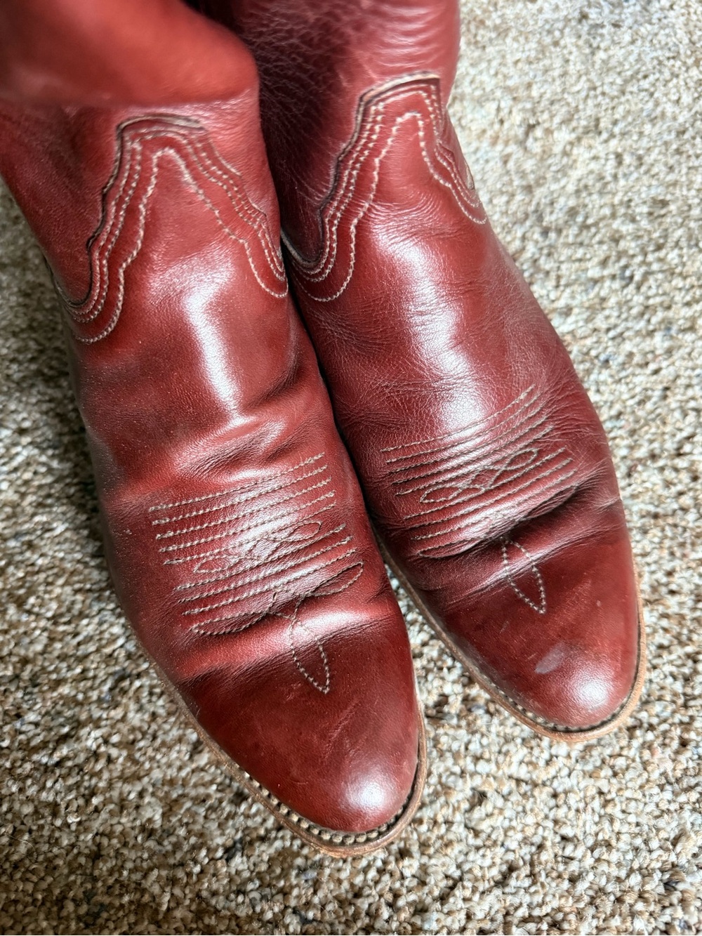 FRYE Vintage Red Brown Leather Western Cowboy Boots Festival Westerncore 8 - Picture 10 of 10